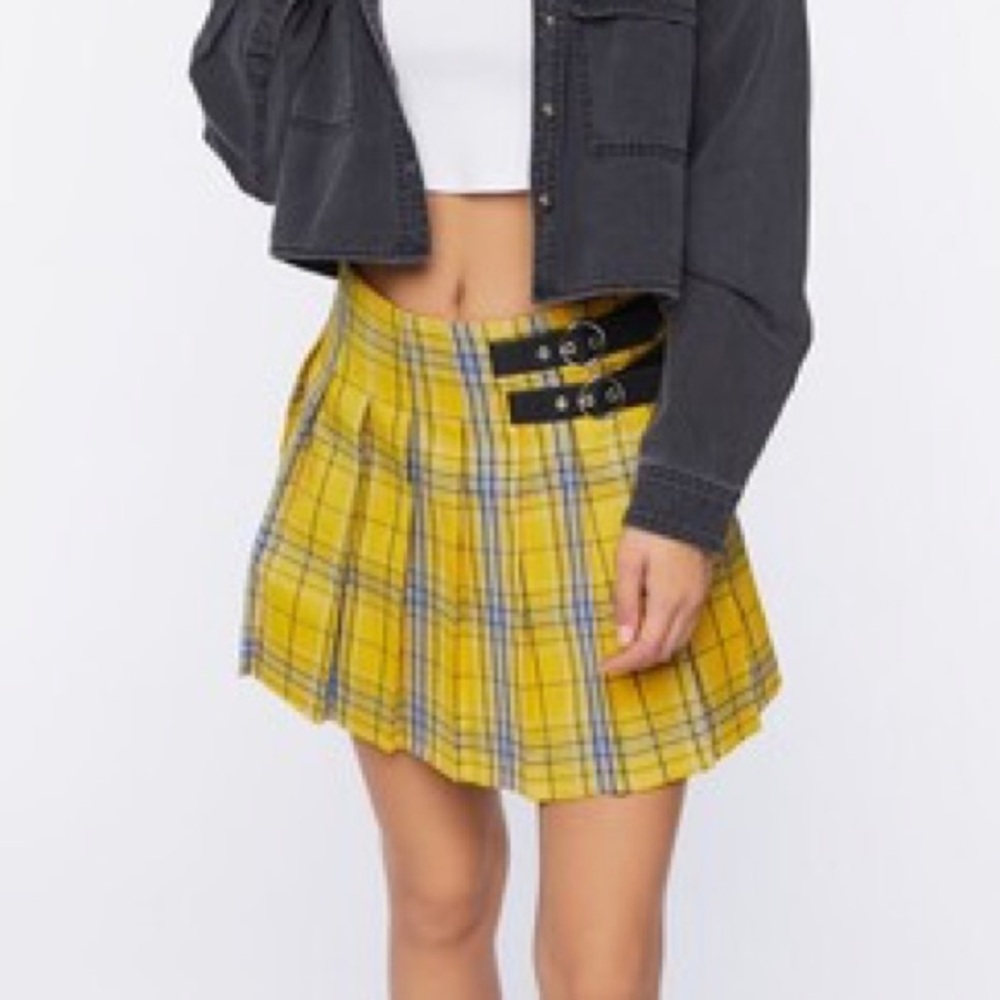 Forever 21 Yellow Plaid Women's Skirt